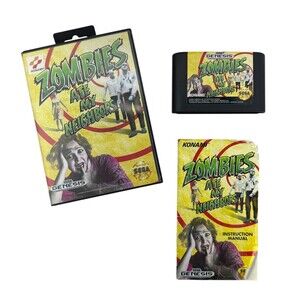 Zombies Ate My Neighbors Sega Genesis Konami 1993 Cartridge Case Manual TESTED